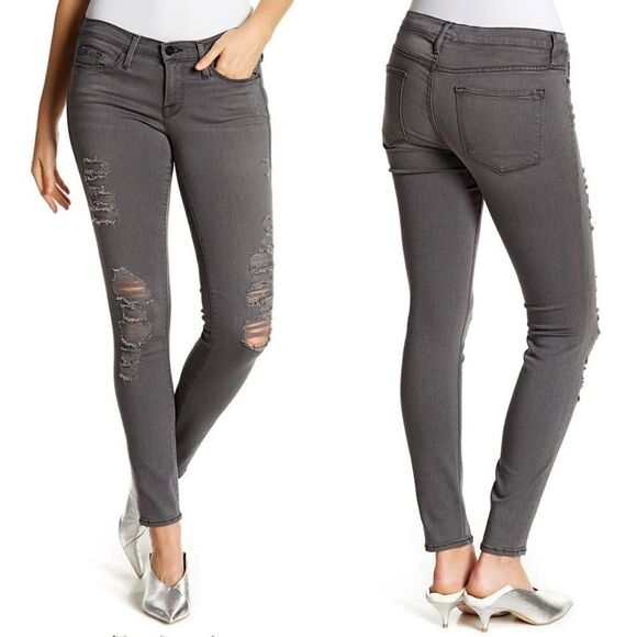 FRAME Le Skinny De Jeanne Satine Rips in Grey Shred (Distressed) - Picture 2 of 9